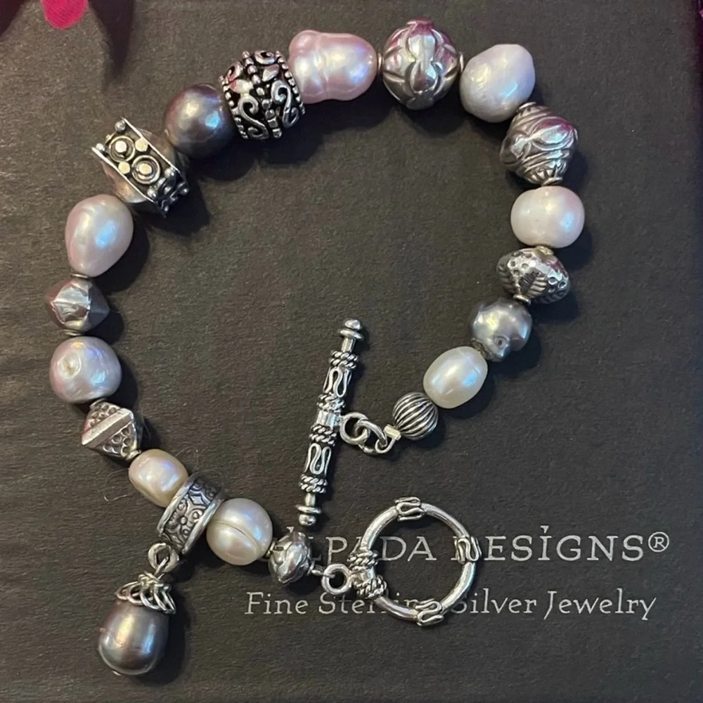 🦋SOLD 🦋 Silpada Gray and Pink Freshwater Pearl Sterling Silver Bracelet B0986 - Picture 6 of 16